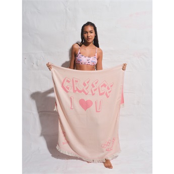 Feather Beach Towel - Greek Lover Pink