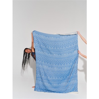 Double Feather Beach Towel - Tinos Blue