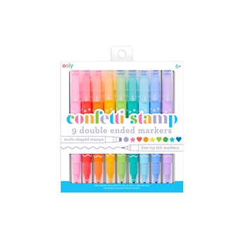 Confetti Stamp Double Ended Markers - Set of 9