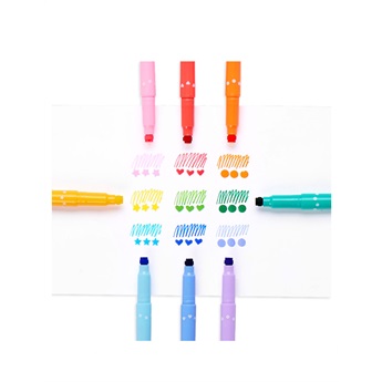 Confetti Stamp Double Ended Markers - Set of 9