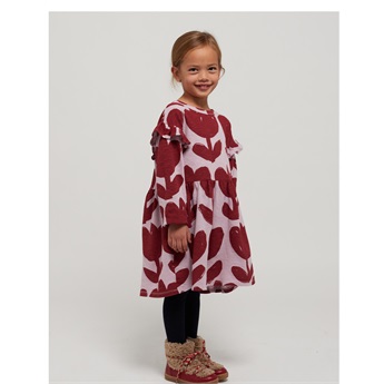 Retro Flowers All Over Ruffle Dress