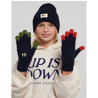 B.C Colored Fingers Knitted Gloves Navy