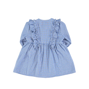 Short Ruffled Dress Checkered Blue