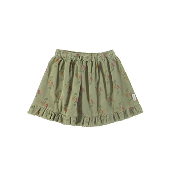 Short Ruffled Skirt Sage Green Fishes