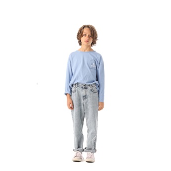 Washed Light Blue Denim Trousers