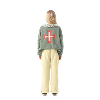 Green Sweatshirt Red Cross