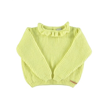 Collar Knitted Sweater Lime