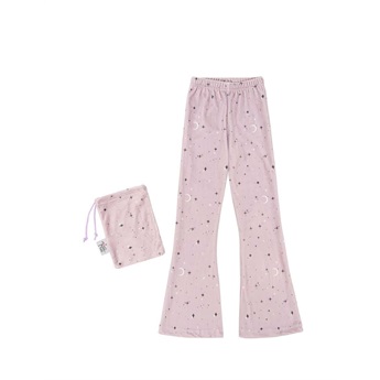 Velvet Bell Bottom Star Moon Dot Lilac