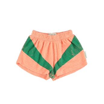 Terry shorts Coral / Green Stripe
