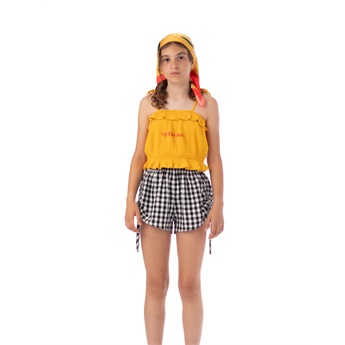Yellow Printed Strapped Crop Top