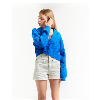 Polina Cropped Cardigan Blue