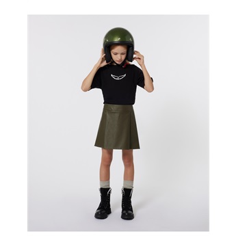 Fitted Leather Skirt Black