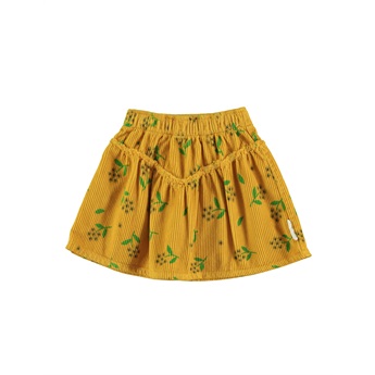 Short Corduroy Skirt Mustard/Flowers