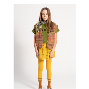 Short Corduroy Skirt Mustard/Flowers
