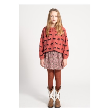 Buttoned Short Skirt Pink Flowers