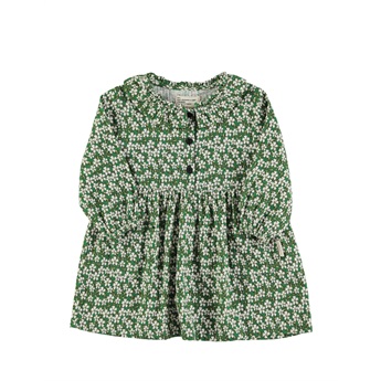 Collared Short Dress Green Flowers