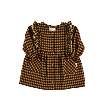 Vichy Short Dress Camel/Black