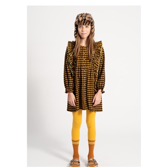 Vichy Short Dress Camel/Black