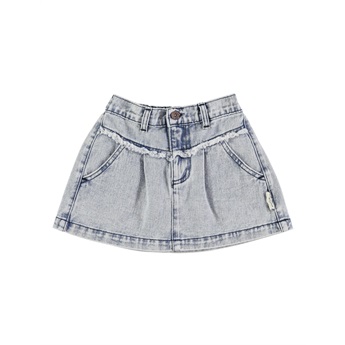 Short Denim Skirt Washed Light Blue