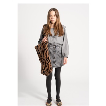 Ruffled Blouse Grey Chambray