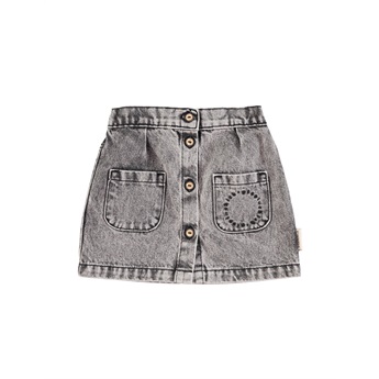 Buttoned Denim Skirt Washed Black