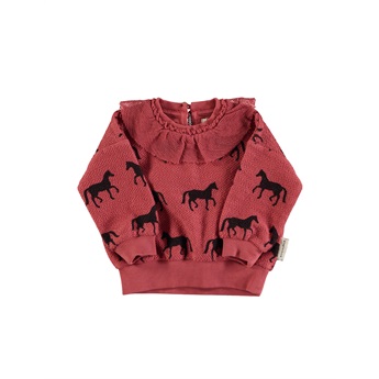 Baby Collared Sweatshirt Old Pink/Horses