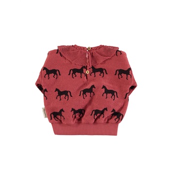 Baby Collared Sweatshirt Old Pink/Horses