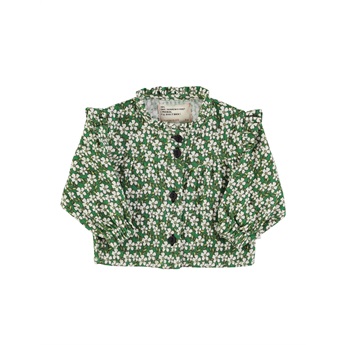 Baby Frilled Blouse Green Flowers