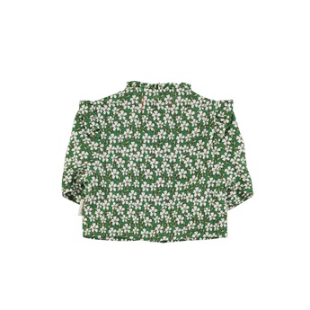 Baby Frilled Blouse Green Flowers