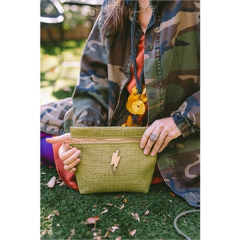 Alexa Pouch - Olive Woven Lightning