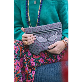 Alexa Pouch - Grey Fuchsia Sparkle