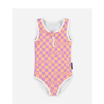 Checkered Beach Swimsuit UPF50+