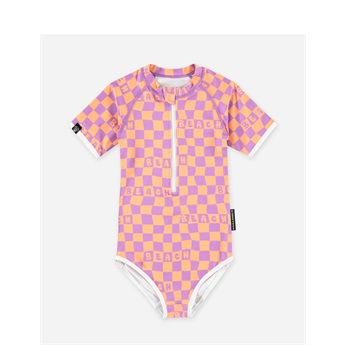 Checkered Beach SS Suit UPF50+