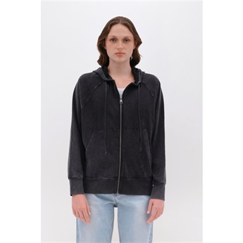 Raglan Fullzip Hoodie Women - Vintage Black
