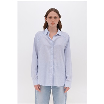 Oversized Striped Shirt Women - Blue