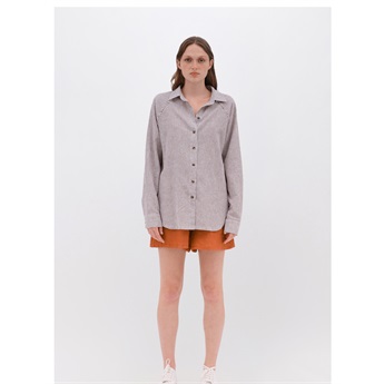 Oversized Striped Shirt Women - Brown