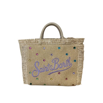 Collete Straw Bag - Beige/Bling