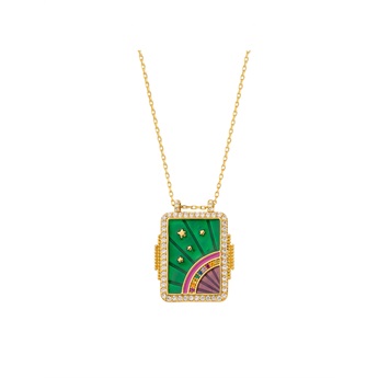 Necklace -  Green Rainbow Boheme