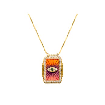 Necklace -  Pink Rainbow Eye Boheme