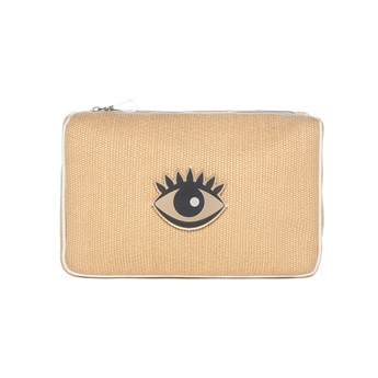 Olivia Beauty Bag - Beige Stamp Evil Eye