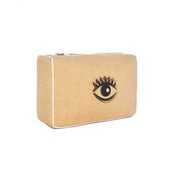 Olivia Beauty Bag - Beige Stamp Evil Eye