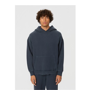 Relaxed Hoodie Rib Details Men - Vintage Blue