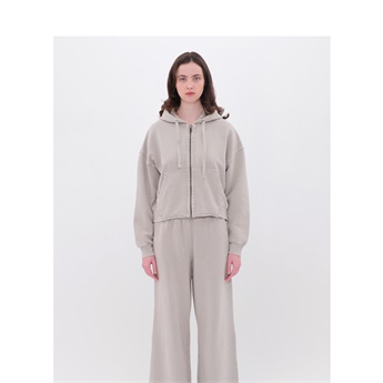 Divided Cropped Fullzip Women - Vintage Greige