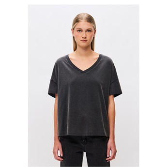 Oversized V-Neck T-Shirt Women - Vintage Black