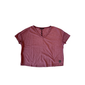 Oversized V-Neck T-Shirt Women - Vintage Cherry