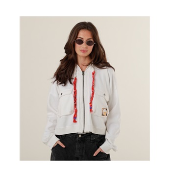 Amy Zipped Hoodie - White