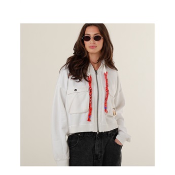 Amy Zipped Hoodie - White