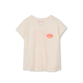 VNeck Heart On Fire T-Shirt - Off White