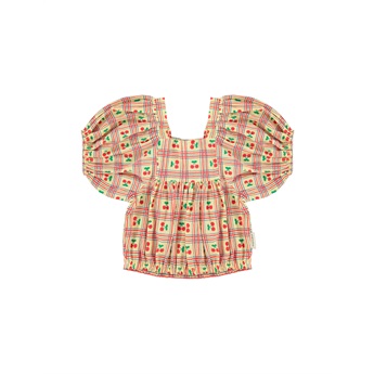 Cropped Blouse - Cherries/Yellow