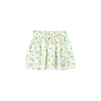 Short Skirt - Ecru/Yellow Flowers